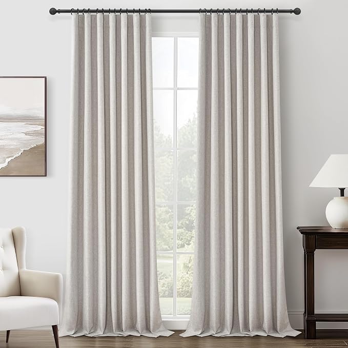 Blackout Extra Long Curtains & Drapes 108 Inches Long 2 Panels Set, Lush Pinch by QJMYDECO