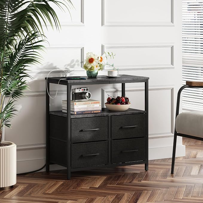 TUTOTAK Large Night Stand with Charging Station | Bedside Table with USB and - Image 6