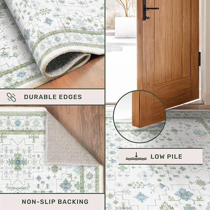 Blue and Green Washable Rugs 3x4 - Image 5