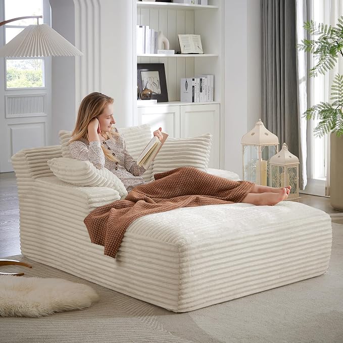 Oversized Chaise Lounge Chair Indoor, Comfy Fluffy Cloud Couch, Modern Deep by JEEOHEY
