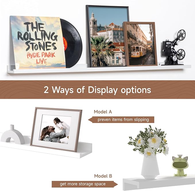 Fun Memories Picture Ledge Shelf, 40 Inch Floating Shelves Set of 2, Large - Image 6