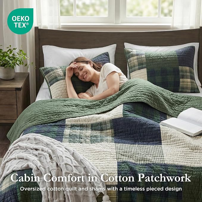 Woolrich Quilt Set Patchwork Channel Quilting, Cottege Coverlet - Image 2