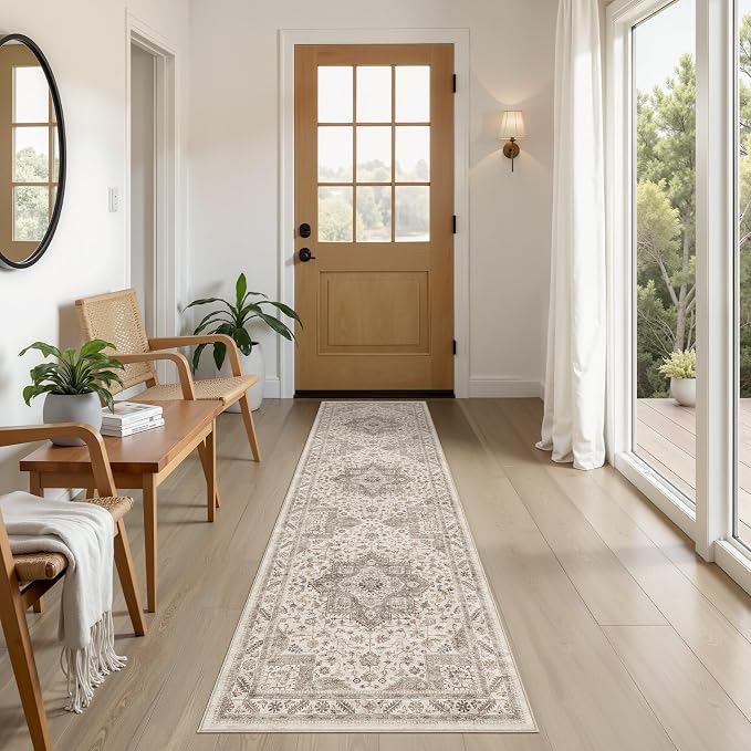 cotiled 2x6 Hallway Runner Rug for Entryway, Non-Slip Vintage, Light Brown | by COTILED