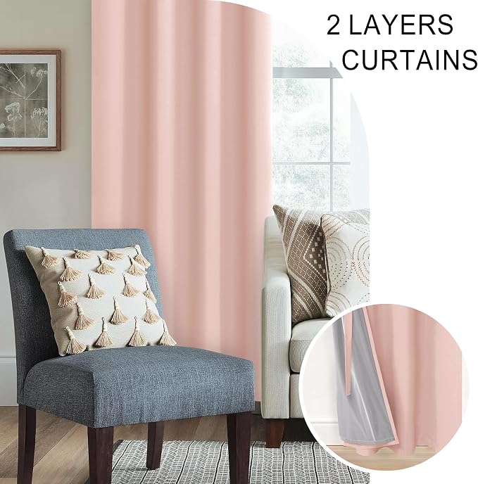 XWZO 100% Blackout Curtains 63 Inches Length - Image 5