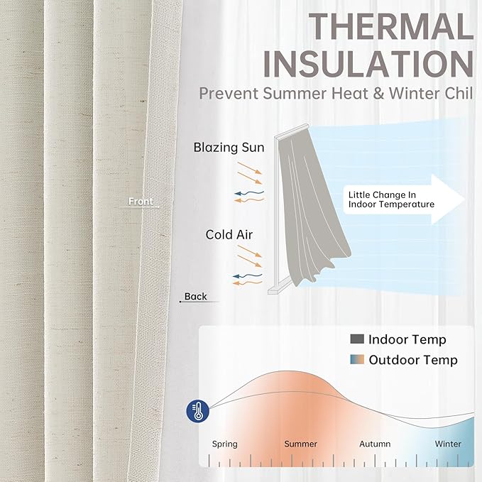Natural 90 Inches Long Linen Curtains - Image 8