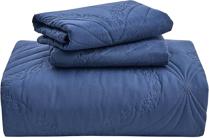 Kingnex Oversized King Bedspreads 128x120 Ultrasonic Quilted Navy | Extra Wide - Image 6