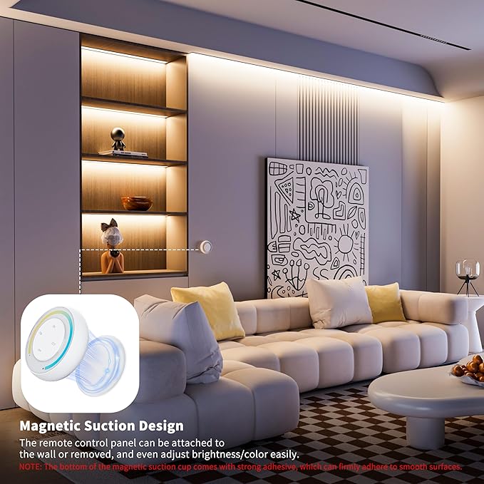 PAUTIX Single Color+CCT LED Controller Magnetic Panel Dimmer,2.4G RF Wireless Remote Control,288W High Output 2-in-1 LED Controller/Driver,for 2835/3528/5050/COB/CCT PWM LED Strip Lights,12V 24V