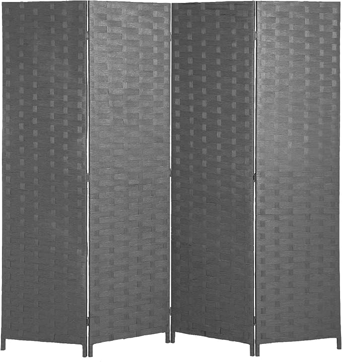 Room Divider Wall Divider 6FT 4 Panels Wood Mesh Hand-Woven Indoor Room Screen by Dopinmin