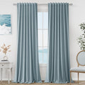 Blue 100% Blackout Linen Curtains 95 Inch Length 2 Panels Set by Guken