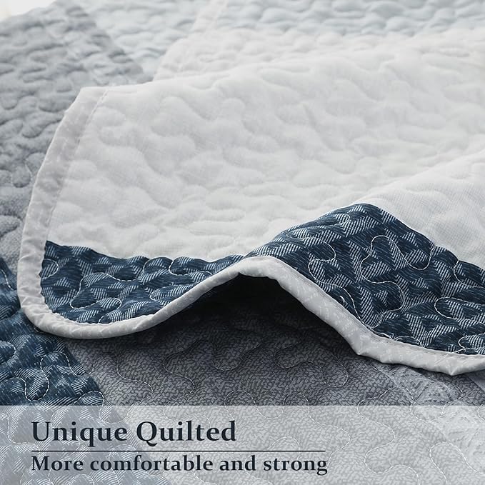 DURLENGEN Quilt Set King Size 3Pcs, Soft Microfiber Lightweight Bedspread - Image 4