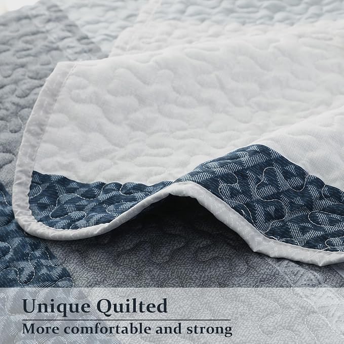 DURLENGEN Quilt Set Queen Size 3Pcs, Soft Microfiber Lightweight Bedspread - Image 3