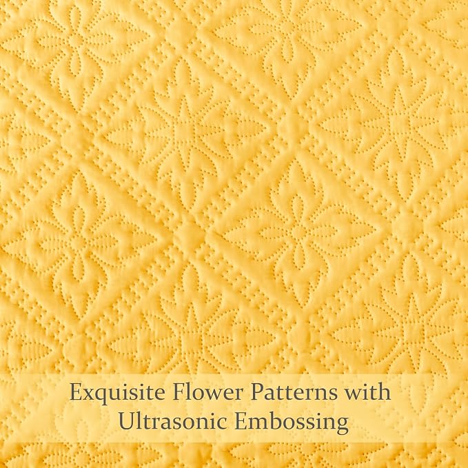 Exclusivo Mezcla Full Queen Quilt Set, Bright Yellow | Lightweight Soft - Image 5