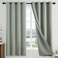 COSVIYA 100% Blackout Sage Green Linen Curtains & Drapes 63 Inch Length | Light by COSVIYA