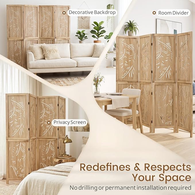 GIANTEX 4 Panel Boho Room Divider - Image 4