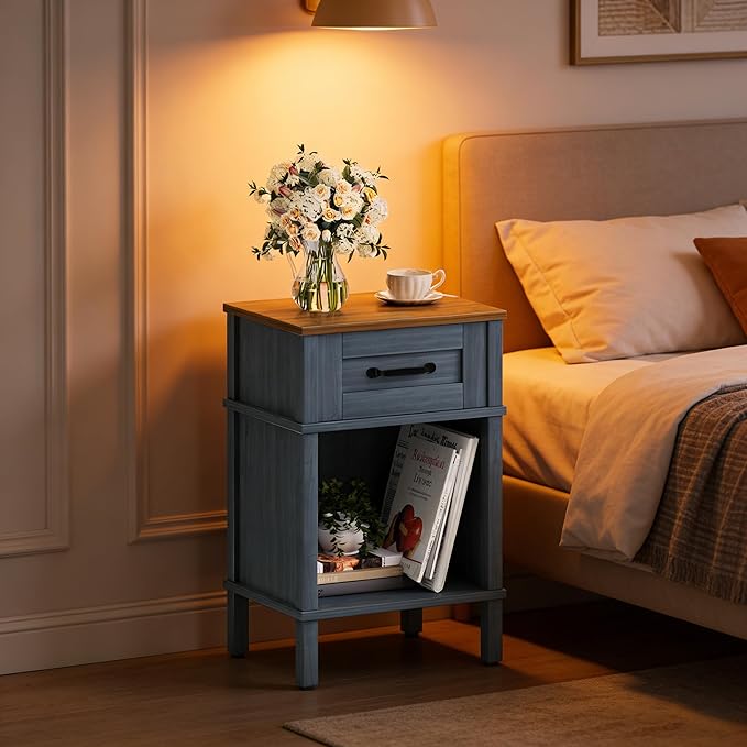 Blue Nightstand, Small Night Stand, Farmhouse Night Stands by Unknown