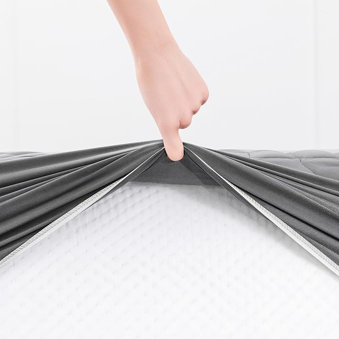 Hearth & Harbor 2 Pack California King Size Quilted Fitted Mattress Pad Cover, 100% Waterproof Mattress Protectors, Deep Pocket Fitted Mattress Cover 8" - 21" (72" x 84", Gray)