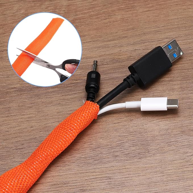 MECCANIXITY Braided Cable Sleeves Heat Shrinkable Fabric Sleeving, 1 9/16" 40ft Orange 2:1 Ratio Heat Shrinkable Cord Protector for Harness Cable, Network Cable Protection, Cable Management