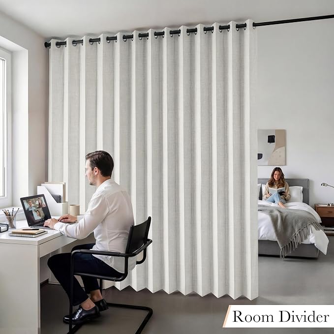 RYB HOME Accordion Style Room Divider Curtains 100% Blackout | Curtain - Image 9