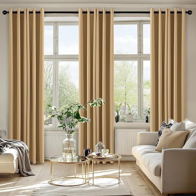 MIULEE Blackout Curtains for Bedroom 2 Panels 40 x 72 Inch Long Gold | Thermal - Image 6