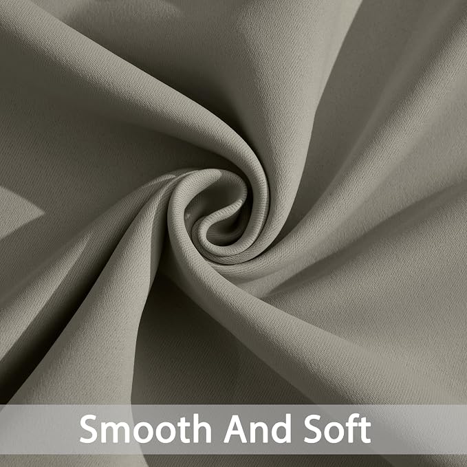 Yakamok Blackout Curtains 38x72 inch Taupe Thermal Drapes-Bedroom | 2 panels - Image 4