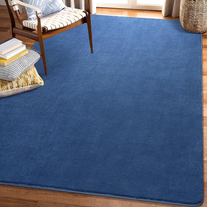 Modern Soft Hallway Runner Rug, 2x6 Feet Blue Washable Runner Rugs | Fluffy - Image 8