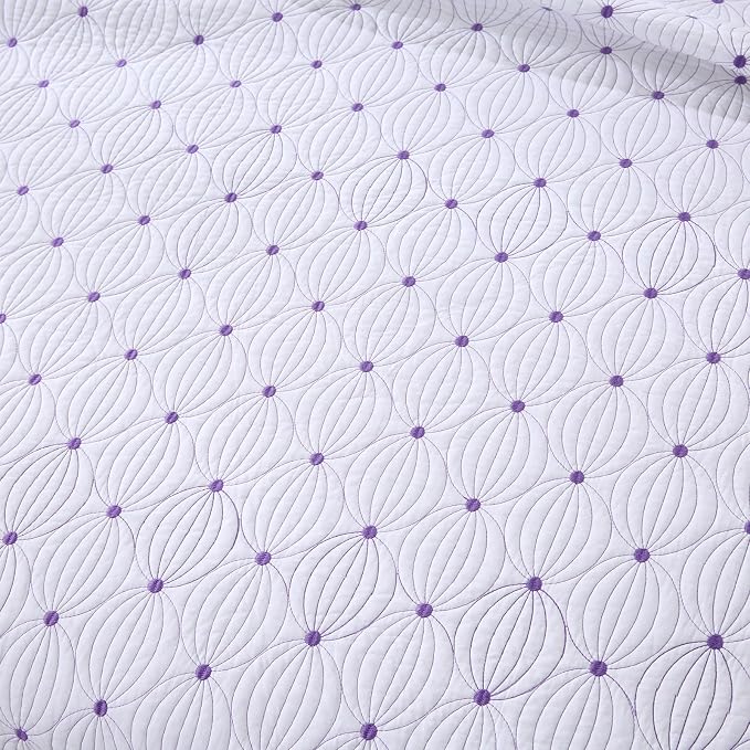 ROOMLIFE Quilt Set King Size 3D Floral Embroidery Pattern 3-Piece Cotton - Image 3