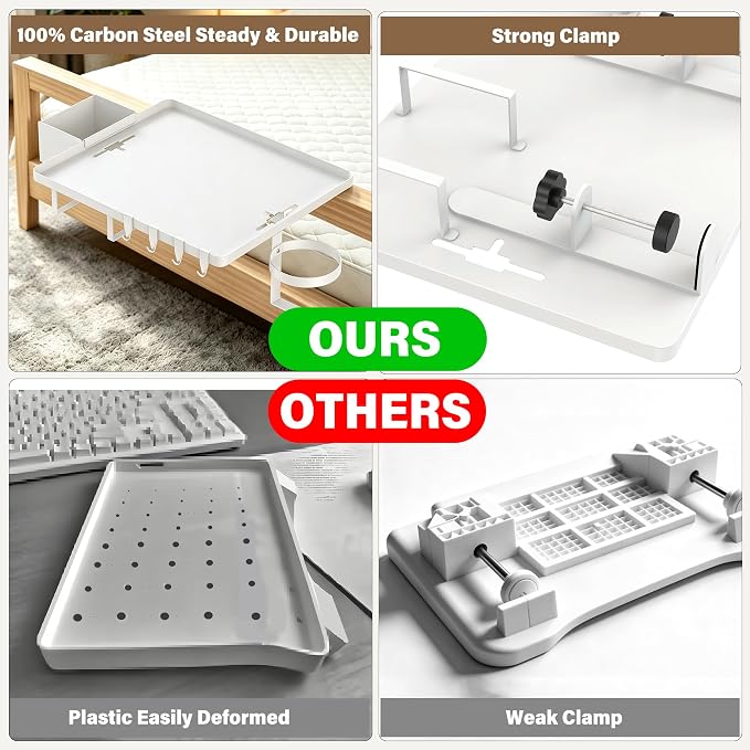 Bedside Shelf, Metal Bed Shelf For Dorm Room Clip On Floating Tray | College - Image 4