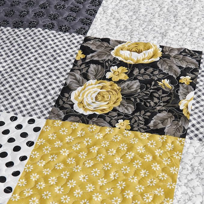 Cmfshape Summer Floral Queen Bedspread, Romantic Khaki Quilt Set Full, - Image 7