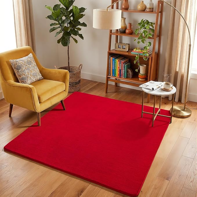 5x5 Square Area Rugs for Bedroom Living Room, Modern Non Slip Minimalist Carpet by AmeareaDirect
