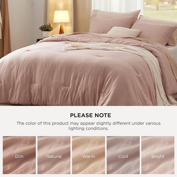 Bedsure King Comforter Set, Light Pink Soft Prewashed Bedding - Image 7