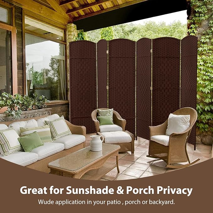 6 Panel Room Divider, 6 FT Wide Folding Screen Room Divider - Image 9