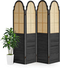 4 Panel Wood Room Divider, Folding Privacy Screen, Rattan Room Divider Wall by AsNefeli