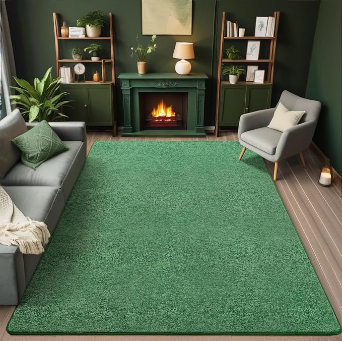 4x6 Area Rugs for Living Room Non Slip Dorm Bedroom Rug, Matte Green | Modern - Image 2