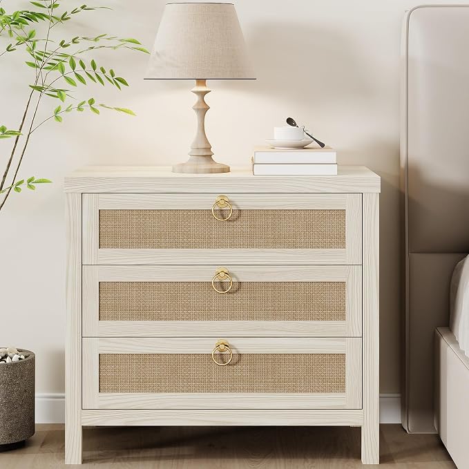 Eclatara Large Rattan Night Stand Boho Nightstand by Eclatara