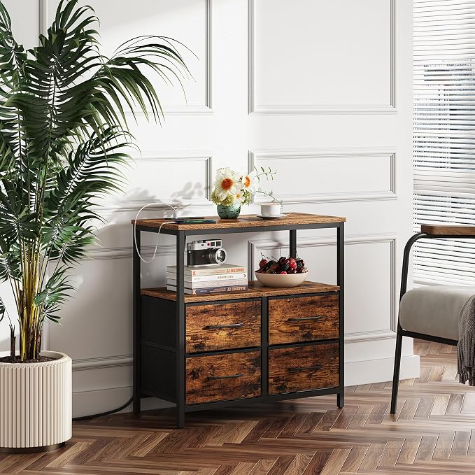 TUTOTAK Large Night Stand with Charging Station | Bedside Table with USB and - Image 5