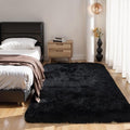 4x6 Thick Black Fluffy Shag Rug by KICHOWUA