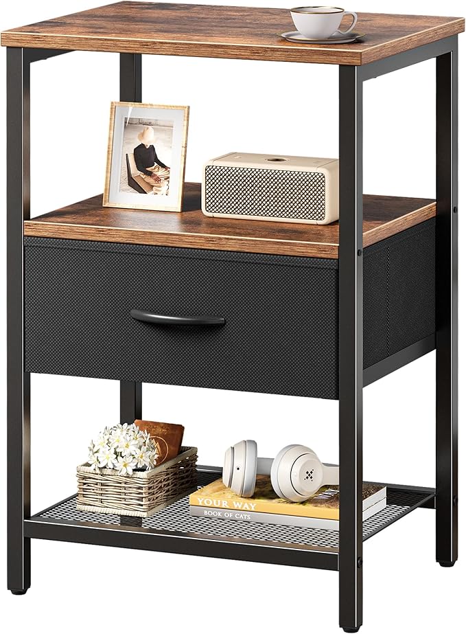 Huuger Night Stand with 2 Drawers, Bed Side Table with Open Shelf | Bedroom by Huuger