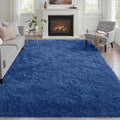 Area Rug Living Room Bedroom: 6x9 Fluffy Plush Shag Carpet Blue | by Luxturiy