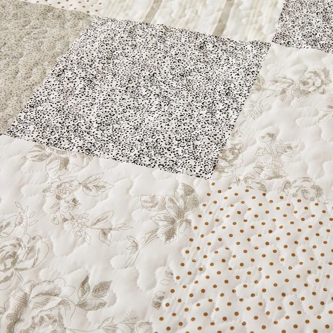 Cmfshape Summer Floral Queen Quilt Set, Reversible Quilted Bedspread - Image 5