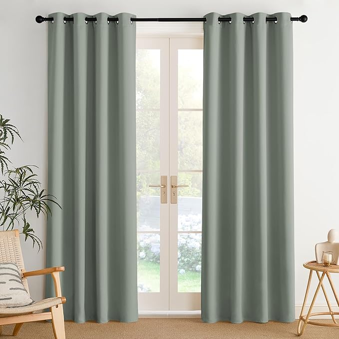 NICETOWN Room Darkening Draperies Curtains Panels, 2 Panels Sage Green W52 x L84 by NICETOWN