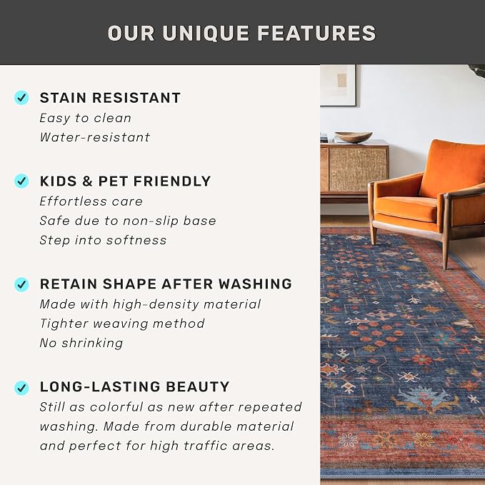 Large 3x5 Kitchen Rug Non Slip Machine Washable, Throw Rugs - Image 7