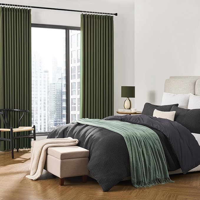 Dark Olive Pinch Pleated Curtains 63 Inches Long - Image 3