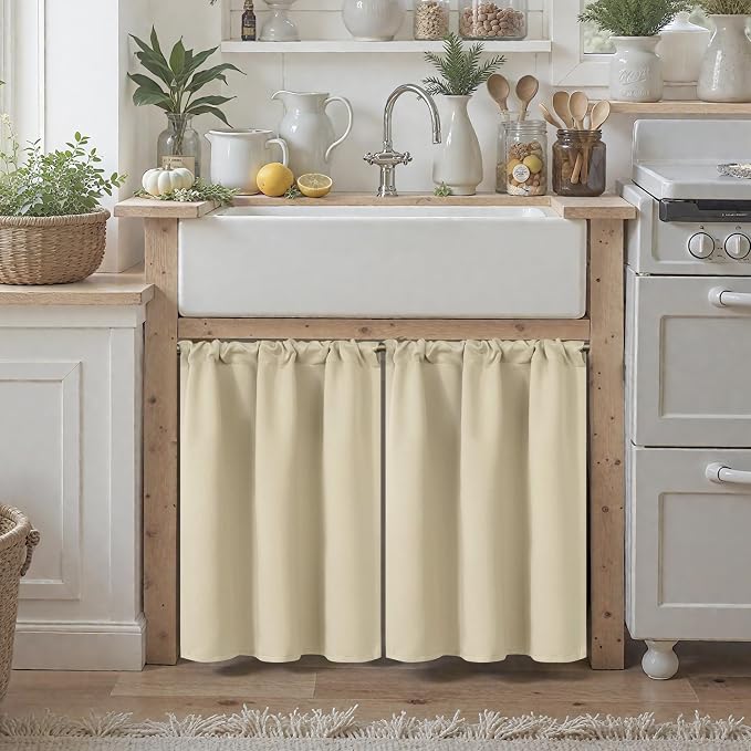 BGment Small Beige Curtains 36 Inches Long - Image 3