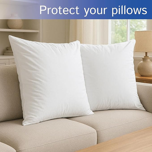 Euro Size Pillow Protectors (Set of 2) - European Square 24x24 Pillow Covers Waterproof Hypoallergenic Dust Proof Zippered Encasement