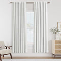 White 100% Blackout Linen Curtains 72 Inch Length 2 Panels Set by Guken