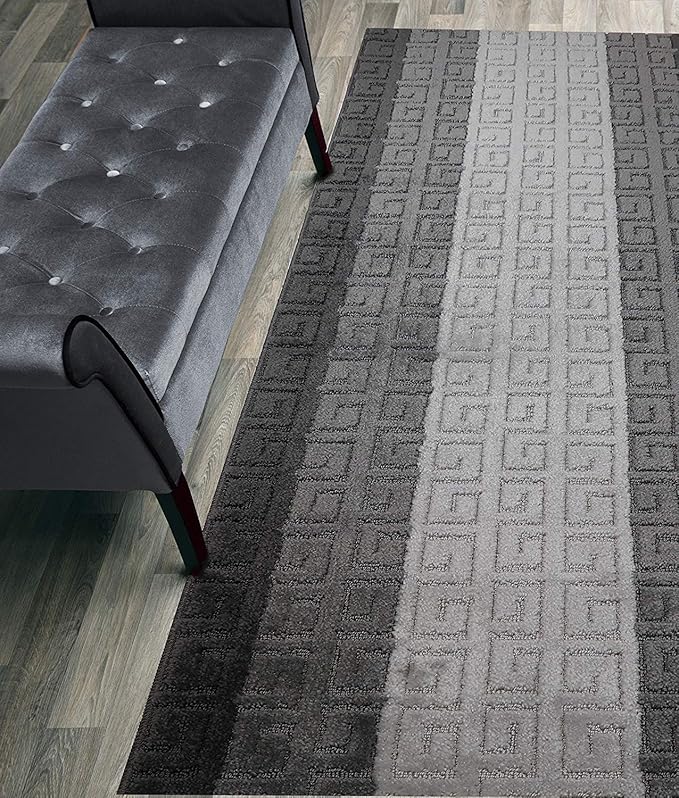 Custom Length Hallway Runner Rug,Slip Resistant,Meander Grey, 26 Inch X 3 feet, Doormat, Sold and Priced Per Foot