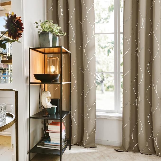 Deconovo Curtains for Living Room, Pattern Blackout Curtains 63 Inches Long | - Image 3