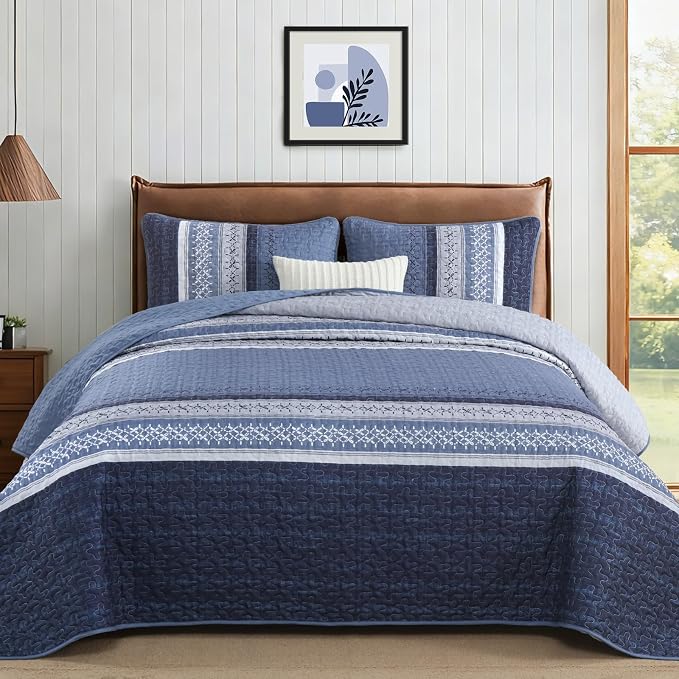 Cottolester Queen Quilt Bedding Set, All Seasons Microfiber Boho Quilt Set by Cottolester
