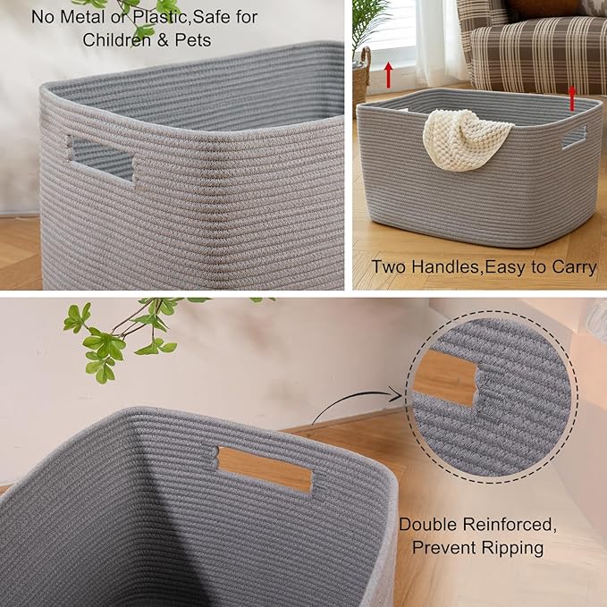 OIAHOMY 75L Large Blanket Basket, Woven Blanket Storage Basket - Image 9