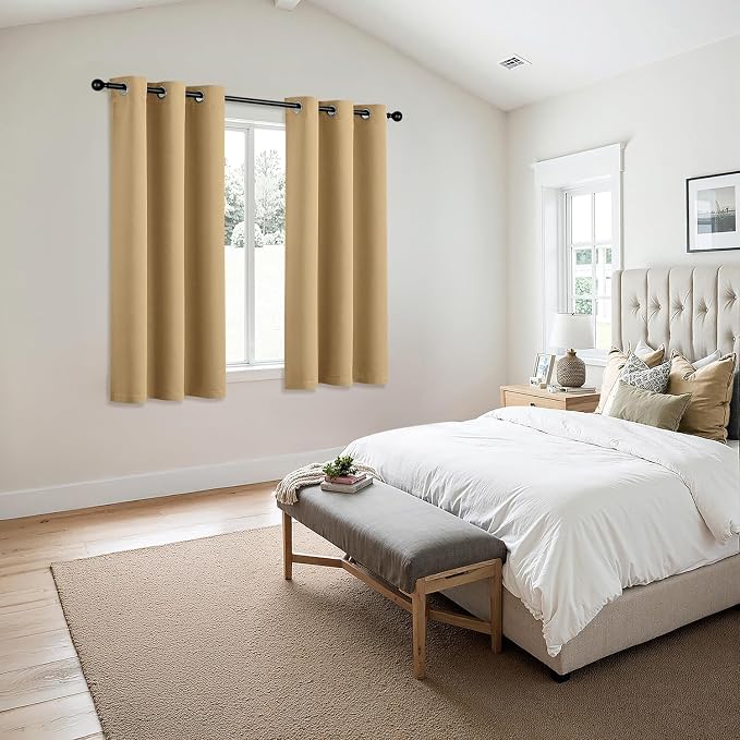 MIULEE Blackout Curtains for Bedroom 2 Panels 40 x 54 Inch Long Gold | Thermal - Image 6